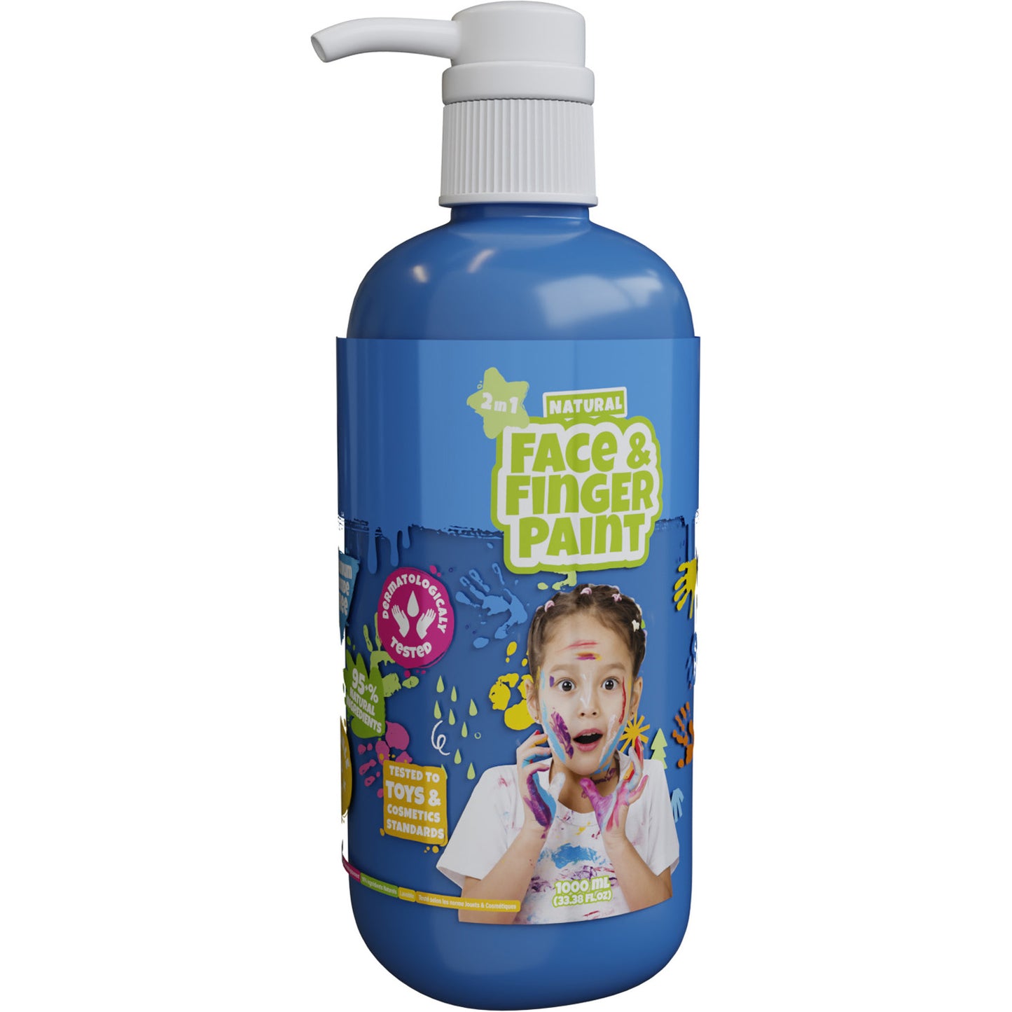 Boti Boti Natural Face Fingerpaint Bottle con pompe blu, 1L
