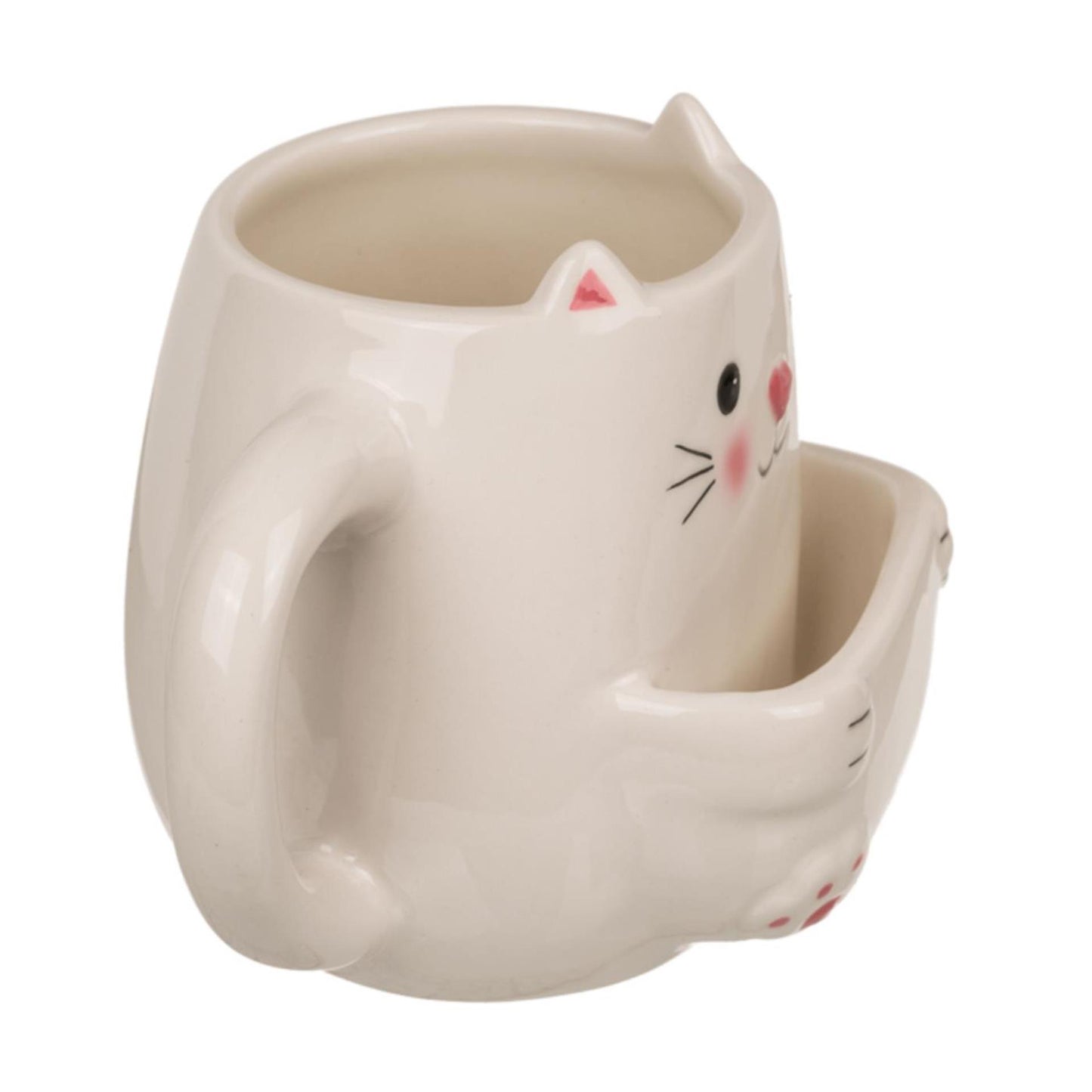 Tazza Ootb gatto con scomparto per biscotti 15x9x12 cm 450 ml