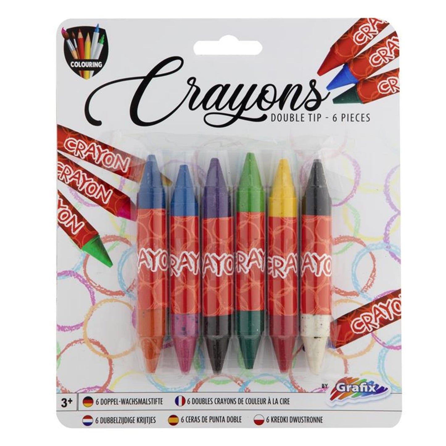 Grafix 6 pastelli a cera con doppia punta