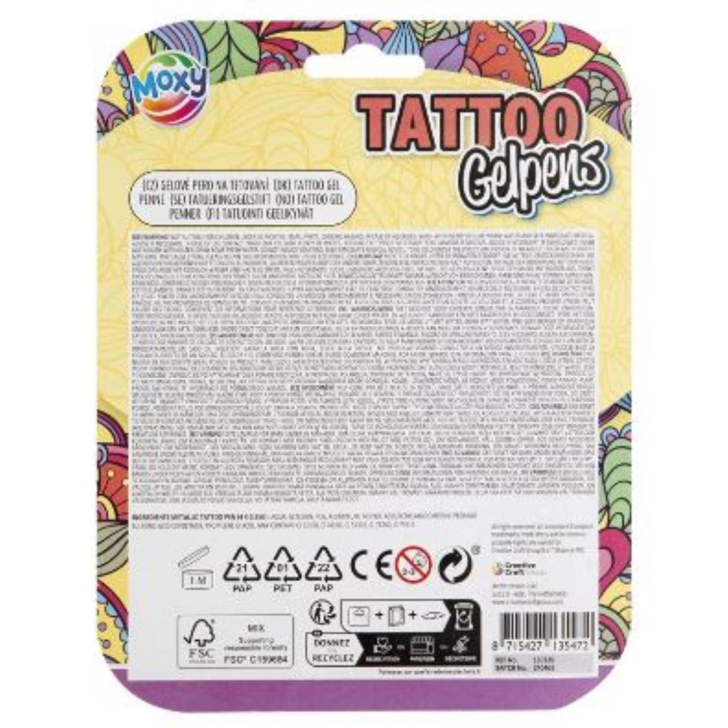 Creative Craft Group Tattoo Gelpennen Metallic con modello, 4st.