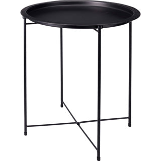 Mesa auxiliar de estilo hogareño negra ø47xh50cm