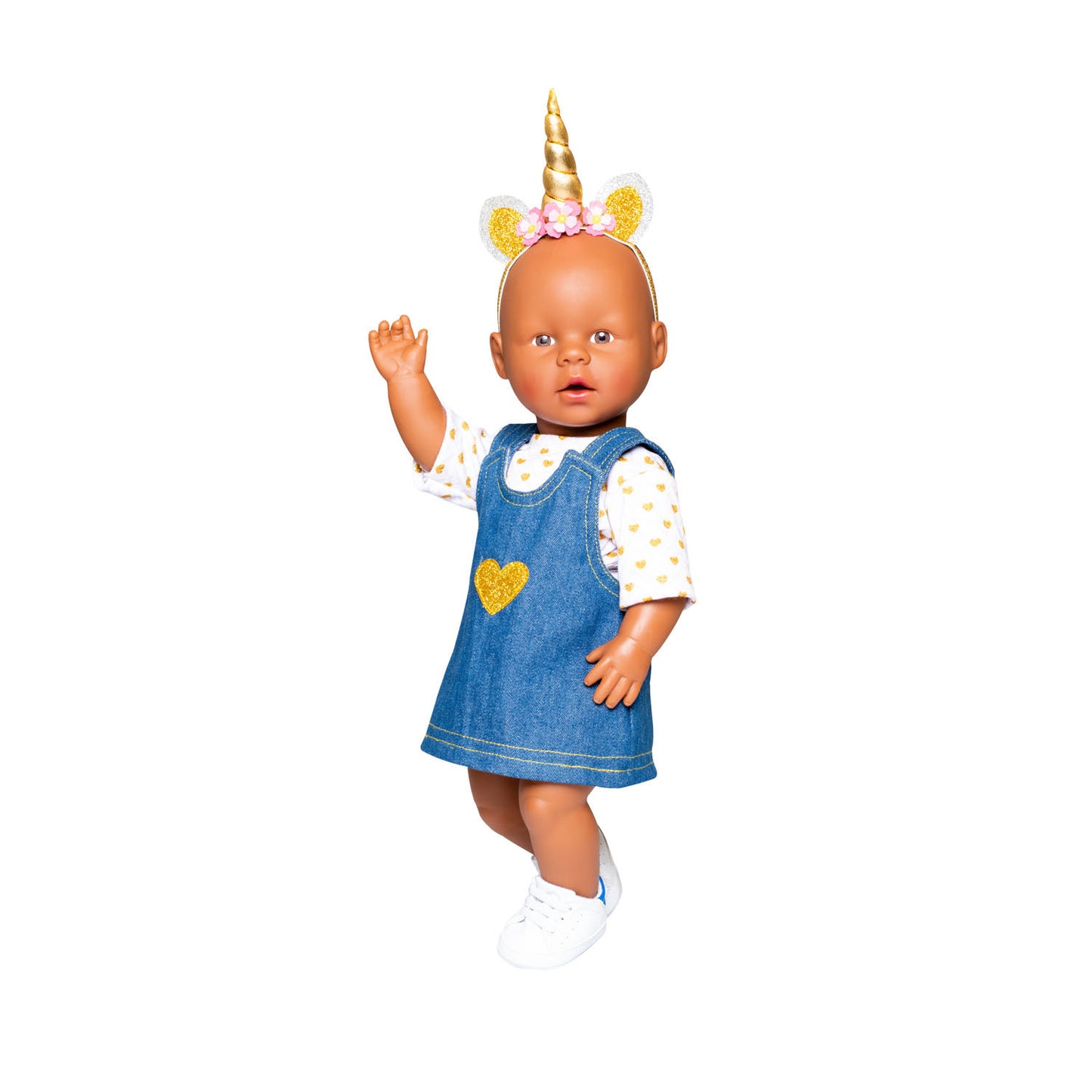 Heless doll dress with golden t-shirt, 35-45 cm