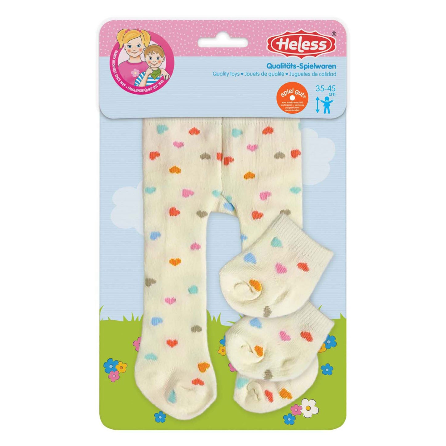 Mechas de muñecas Heless con calcetines confeti de corazón, 35-45 cm