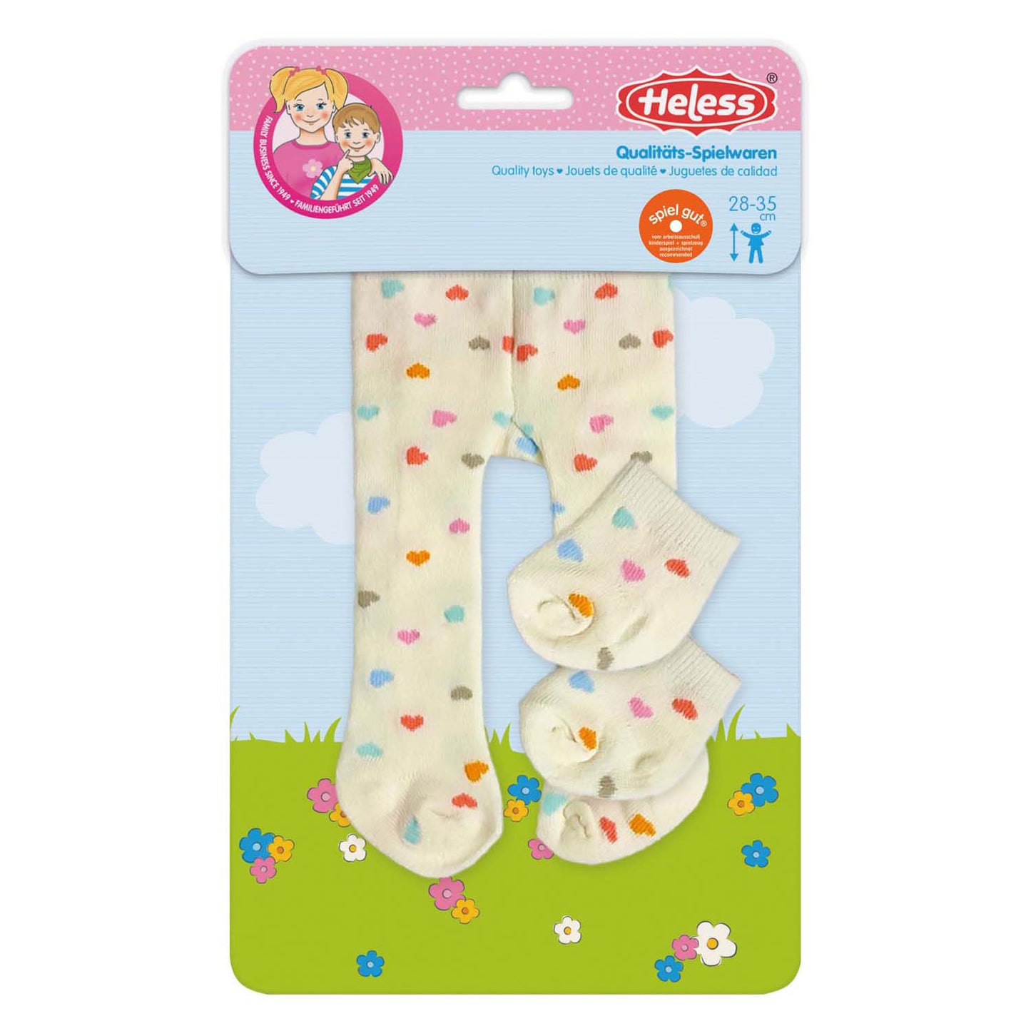 Mechas de muñecas Heless con calcetines confeti de corazón, 28-35 cm
