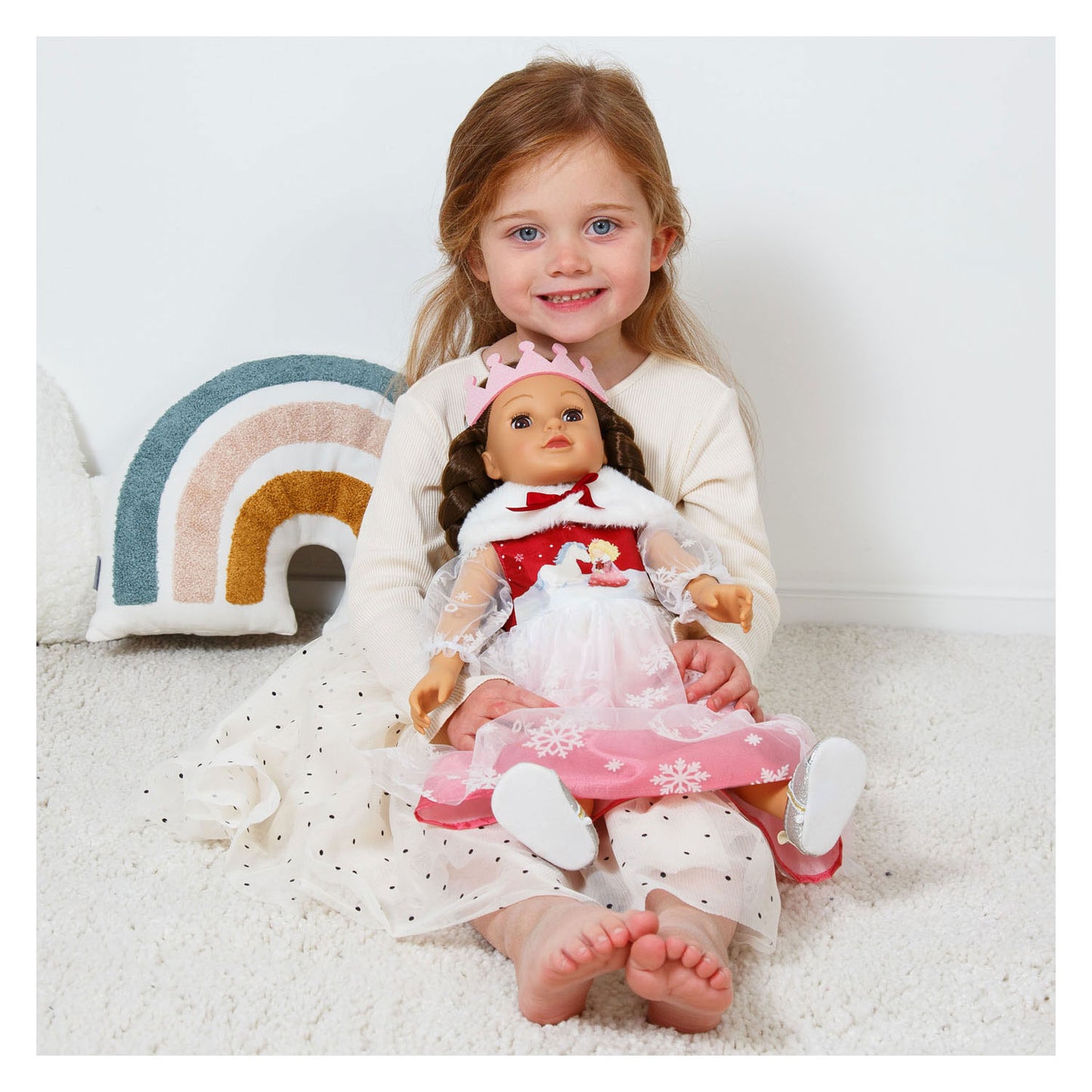 Vestido de muñeca Heless princesa de invierno lumi con corona y capa - talla 28-35 cm