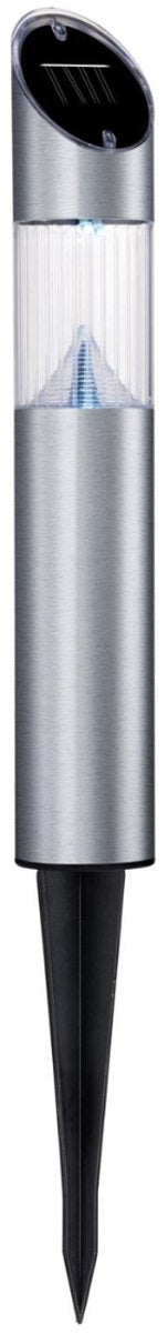 Lampada solare da giardino Grundig - 2 lampade LED - luce bianca fredda - IP44 resistente agli spruzzi d'acqua - durata 6-8 ore - 75,5 cm - argento