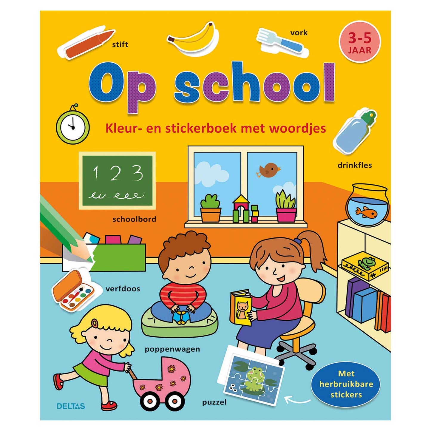 Delta Color Sticker Book con parole a scuola