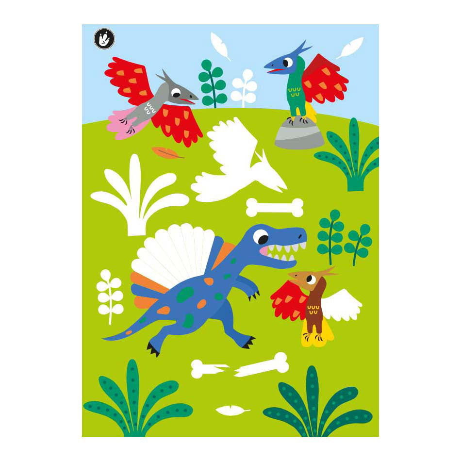 Diversión para colorear y pegatinas de deltas: dinosaurios dulces