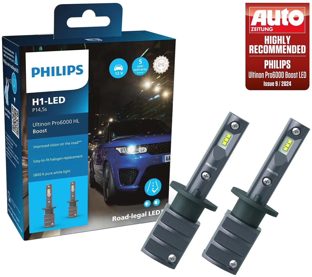 Refuerzo del faro ultinon pro6000 de Philips. juego de lamparas 12v h1 led ultinon pro6000