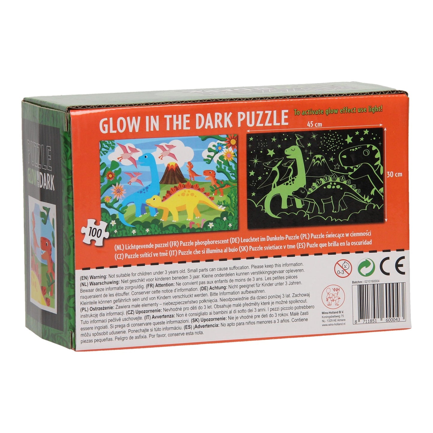 Il puzzle delle gambe brilla nel buio - dinosauri, centesimo.