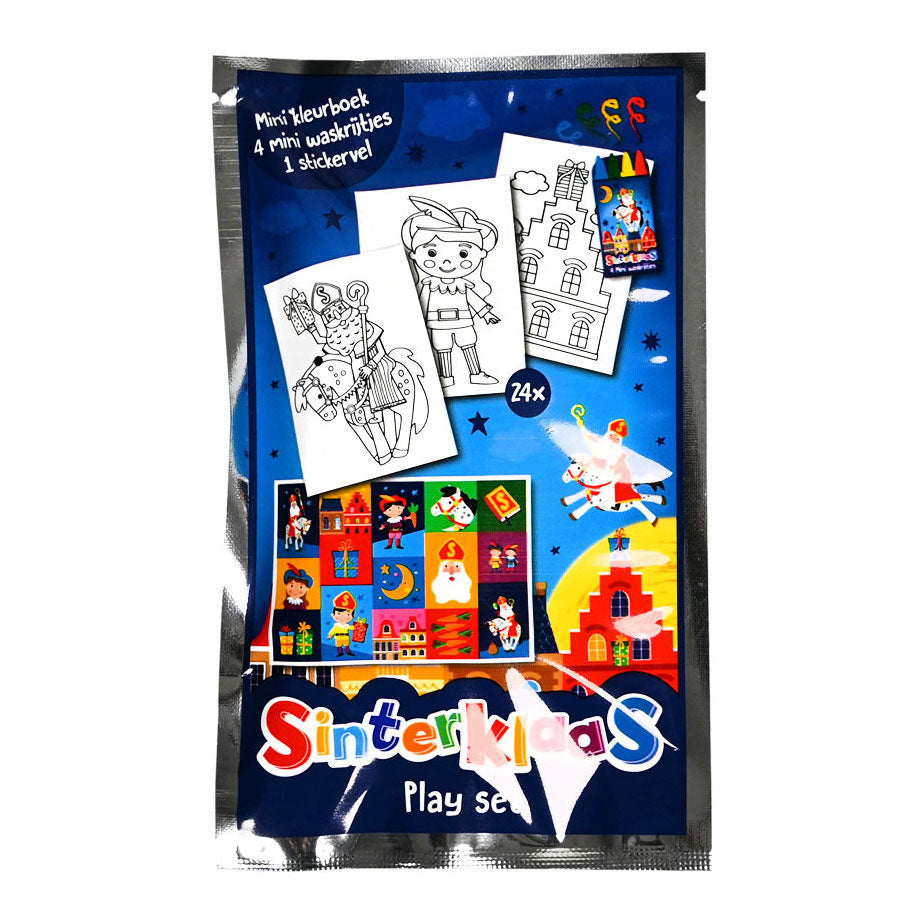 Vince il libro da colorare di Holland Sinterklaas con 4 pastelli in cera e foglio adesivo