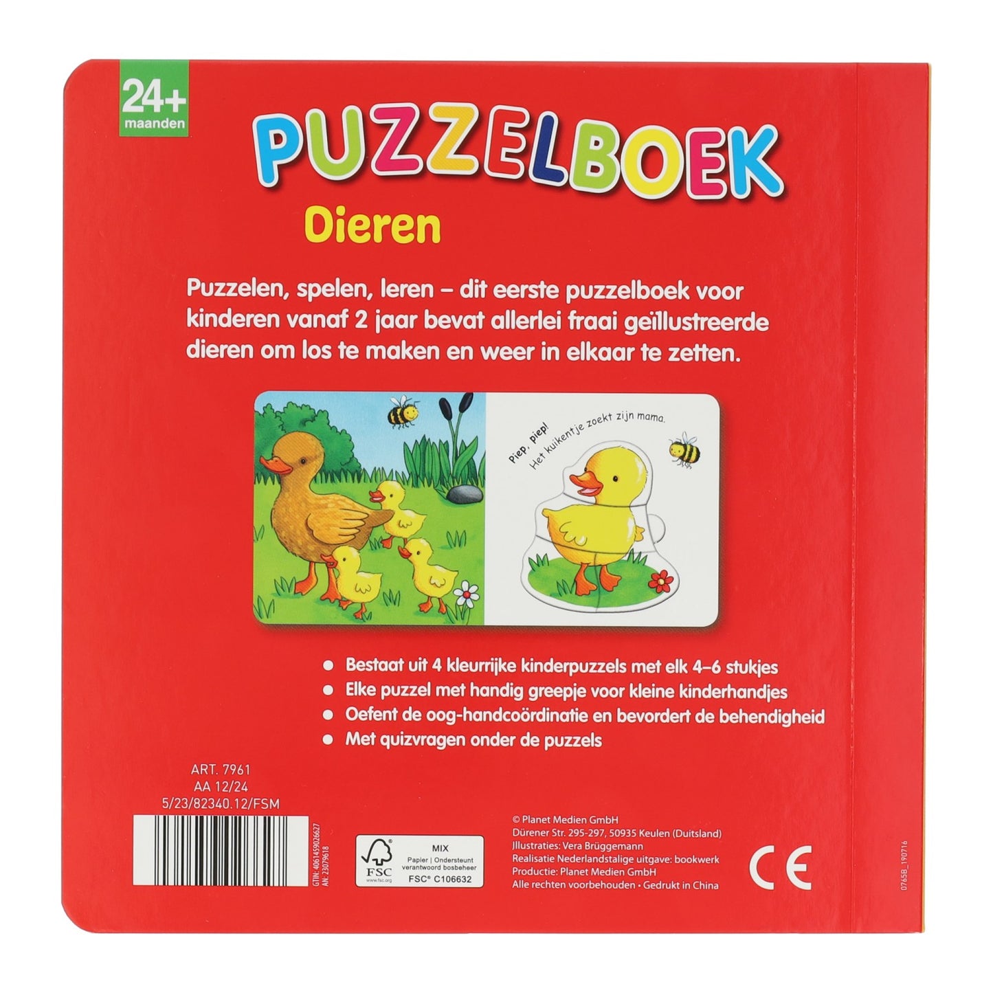 Vince l'Olanda Puzzle Book Animals - 4 puzzle