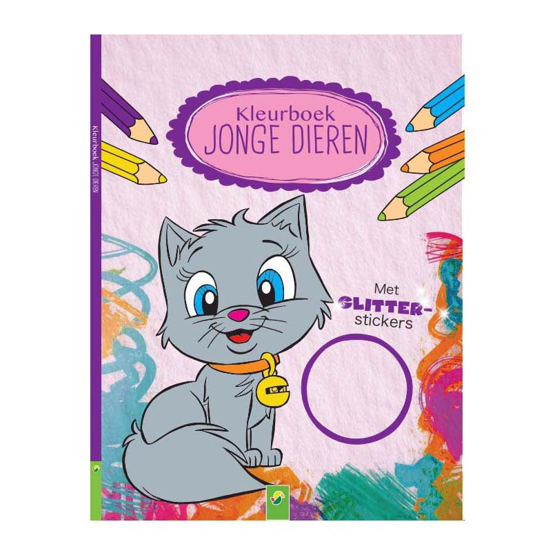 Vince l'Olanda libro da colorare animali giovani con adesivi glitterati
