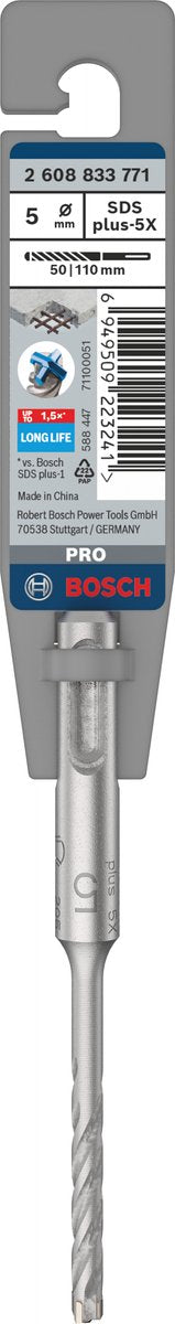 Taladro percutor bosch pro sds plus-5x, 5 x 50 x 110 mm