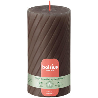 Candela a colonna Bolsius rustic twist 130 68 tortora rustico | 4 pezzi