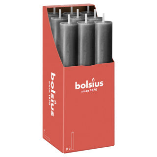 Candela da tavolo rustica Bolsius XL grigio tempesta | 9 pezzi