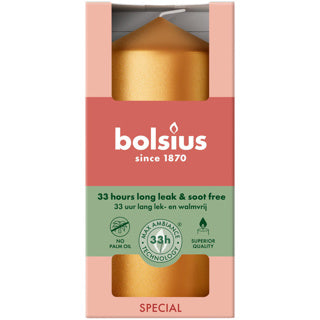 Vela de pilar Bolsius 120 58 naranja dorado metalizado | 6 piezas