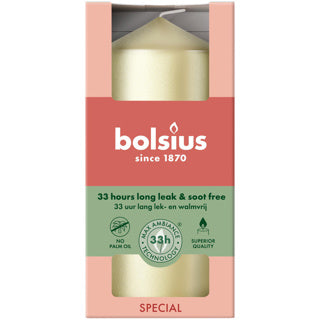 Candela a colonna Bolsius 120 58 bianco argento metallizzato | 6 pezzi