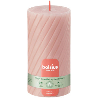 Candela a colonna Bolsius rustica twist 130 68 rosa nebbioso | 4 pezzi