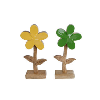 Escultura flor margriet mango verde amarillo 22x9x5 cm 2 surti
