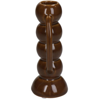 Candlestick Fine Earthenware Brown 7.4x5.5x13,7 cm