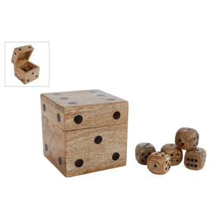 Dadi dadi con 5 dadi naturale mango 9x9x9cm