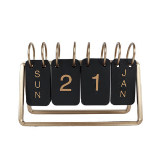 Calendario dell'ufficio Metal oro nero 18x6x12.5 cm