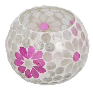Windlight Holly M White Pink Bol Glass 9x8x8cm