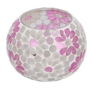 Windlight Holly l White Pink Bol Glass 10x14x14cm