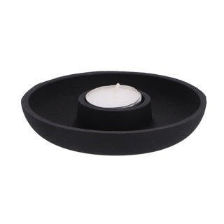 Porta di candele in alluminio nero 13.5x13.5x2,5 cm