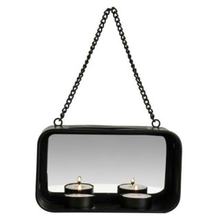 Gusta Wand Tealight Porta + Mirror 18x10x6,5 cm di metallo nero