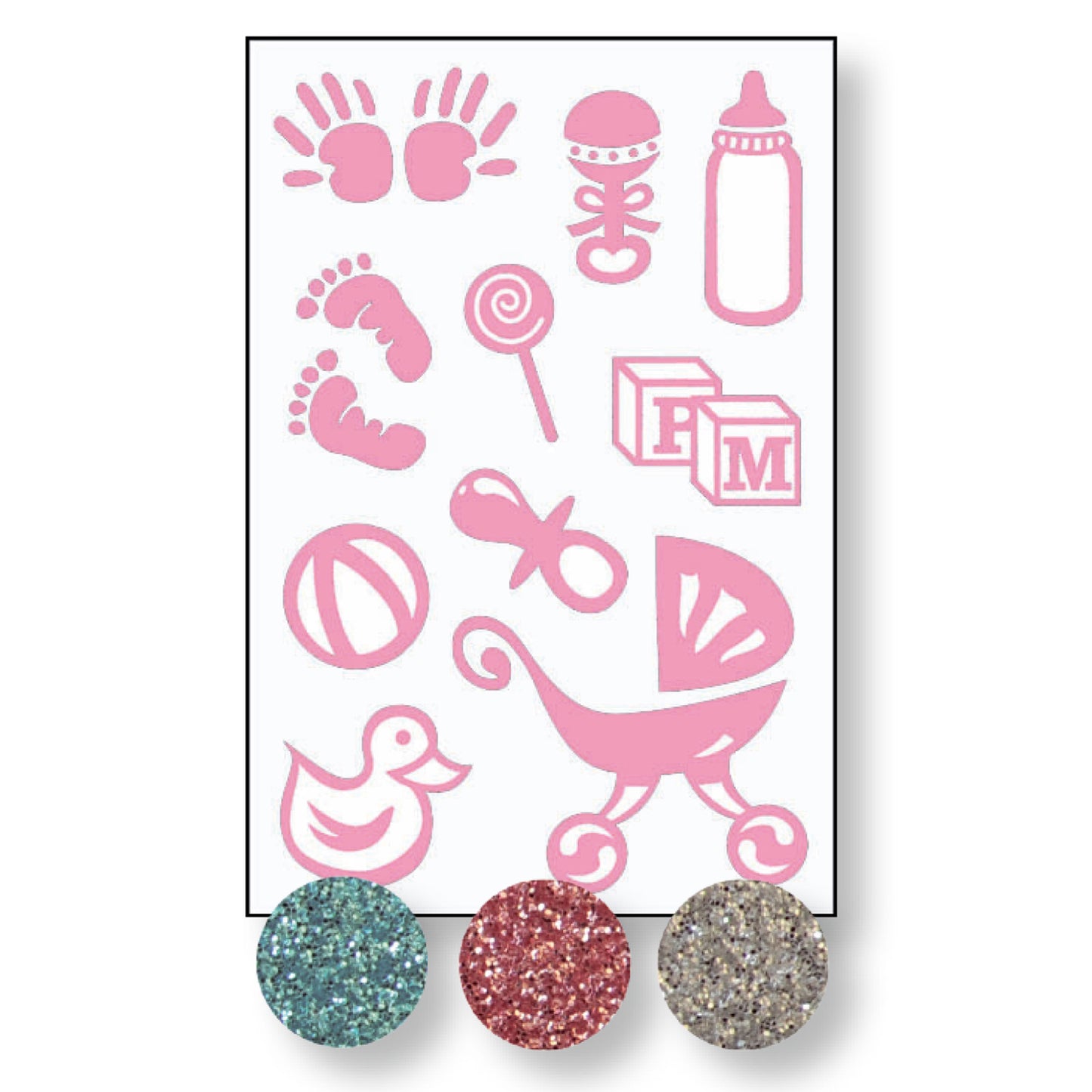 Vaessen creative • transfer + 3x glitter nascita