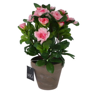 Pianta artificiale azalea rosa in pentola