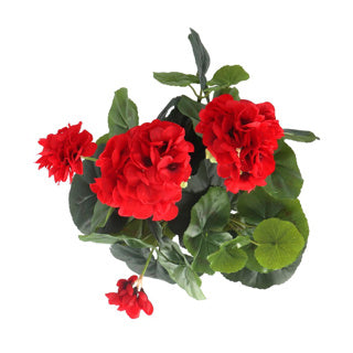 Pianta artificiale Geranium rosso in vaso grigio