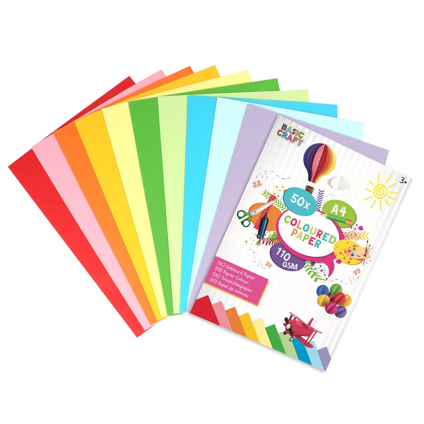 Creative Craft Group Colored Paper A4 110 GSM, 50 fogli