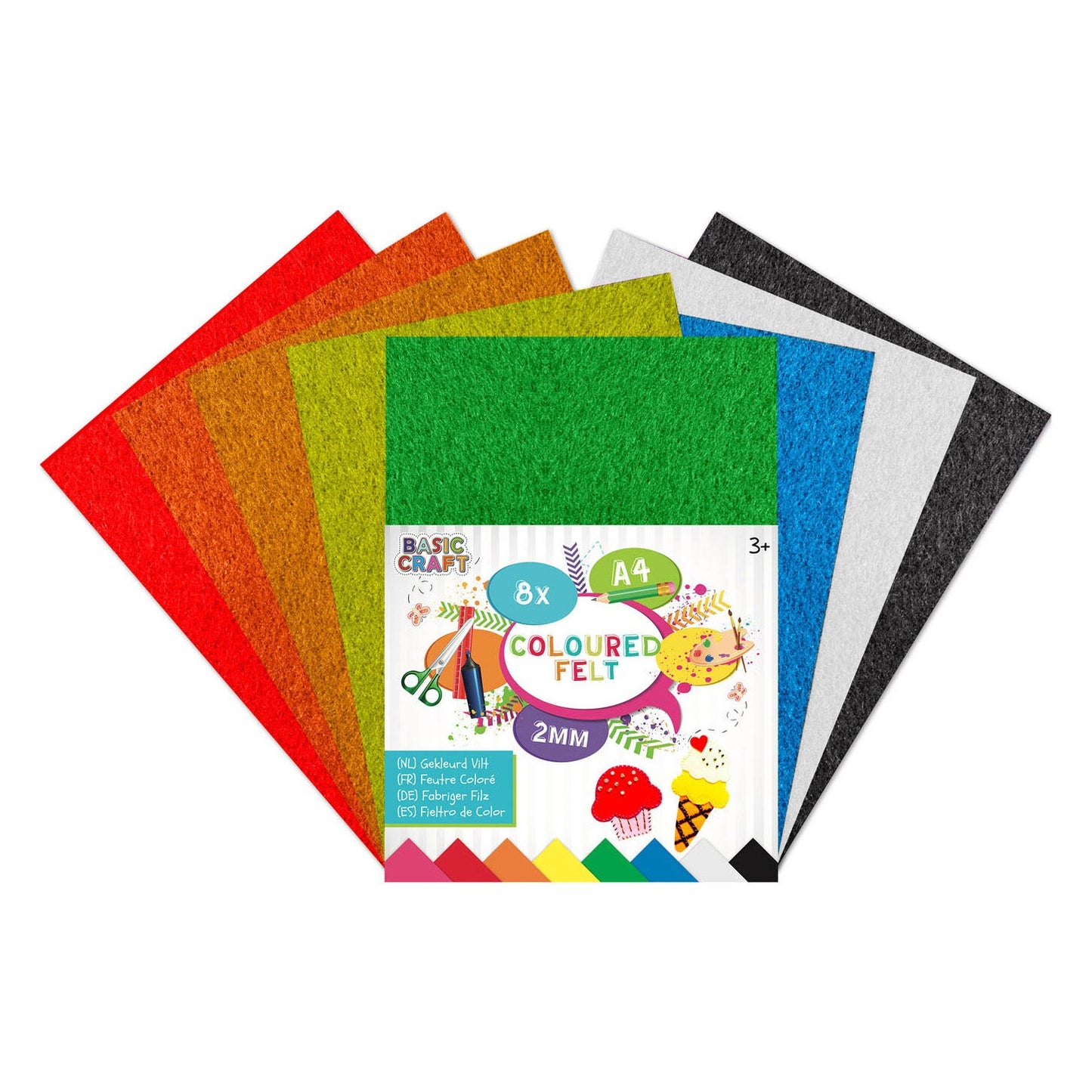 Creative Craft Group Colored FIENT A4, 8 hojas