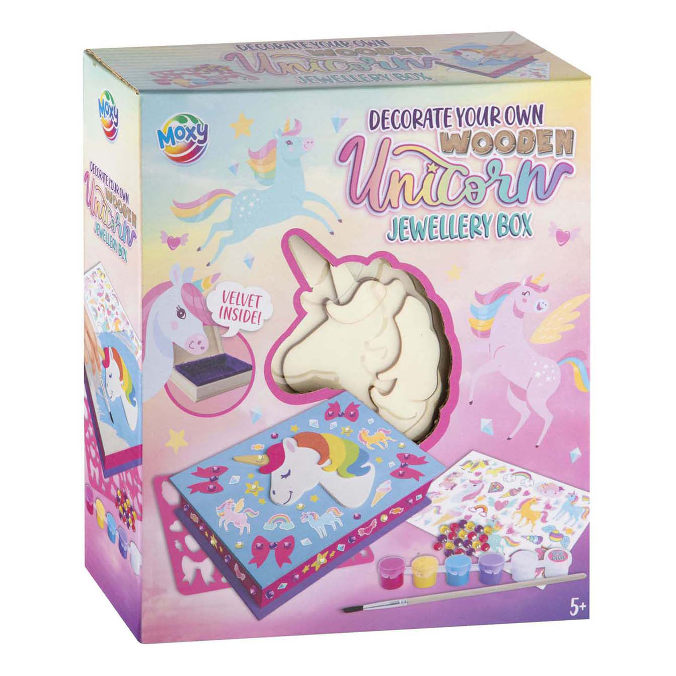 Joyero de unicornio fabricado en madera.