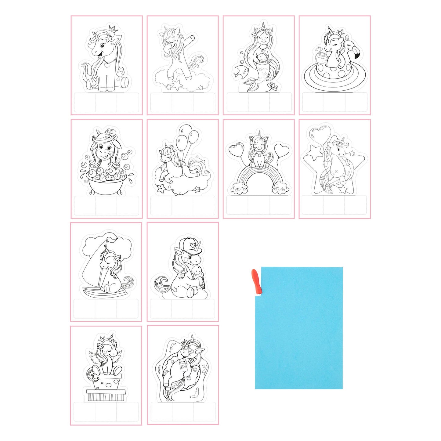 Bigers Bloque de juguete con 12 cartas fieltro y pluma, en caja (1 pieza) surti