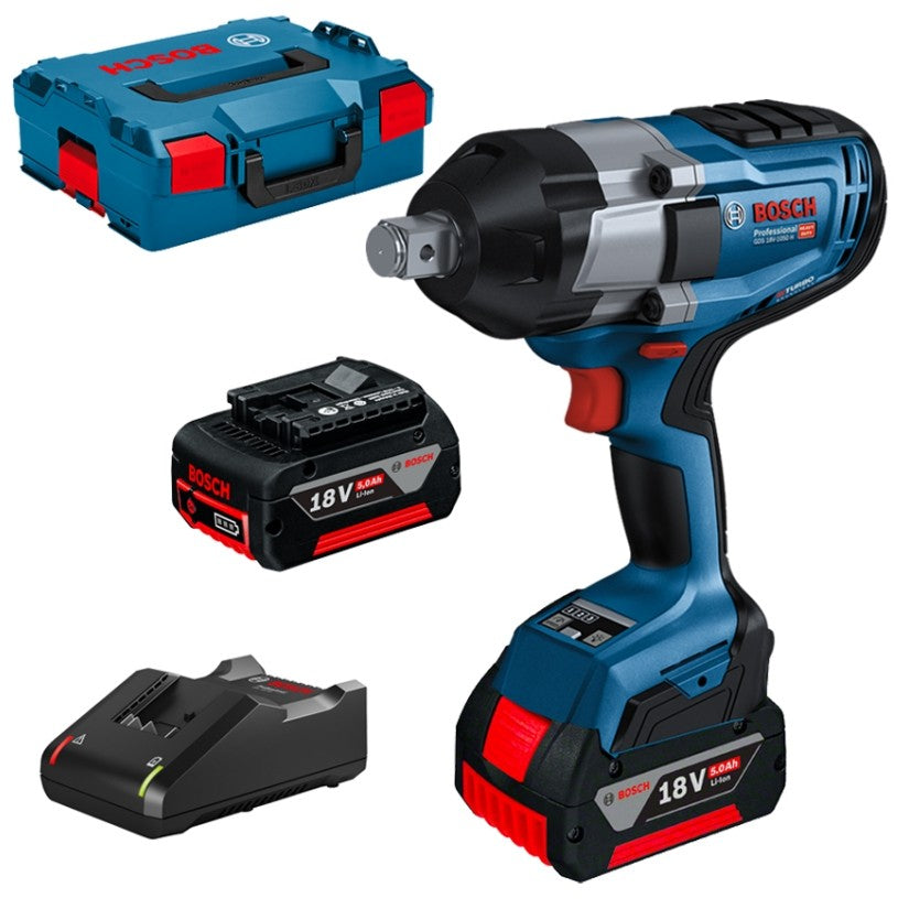 Bosch gds azul 18v-1050h | llave de impacto profesional | con 2 baterías de 5,0 ah y cargador - 06019j8522