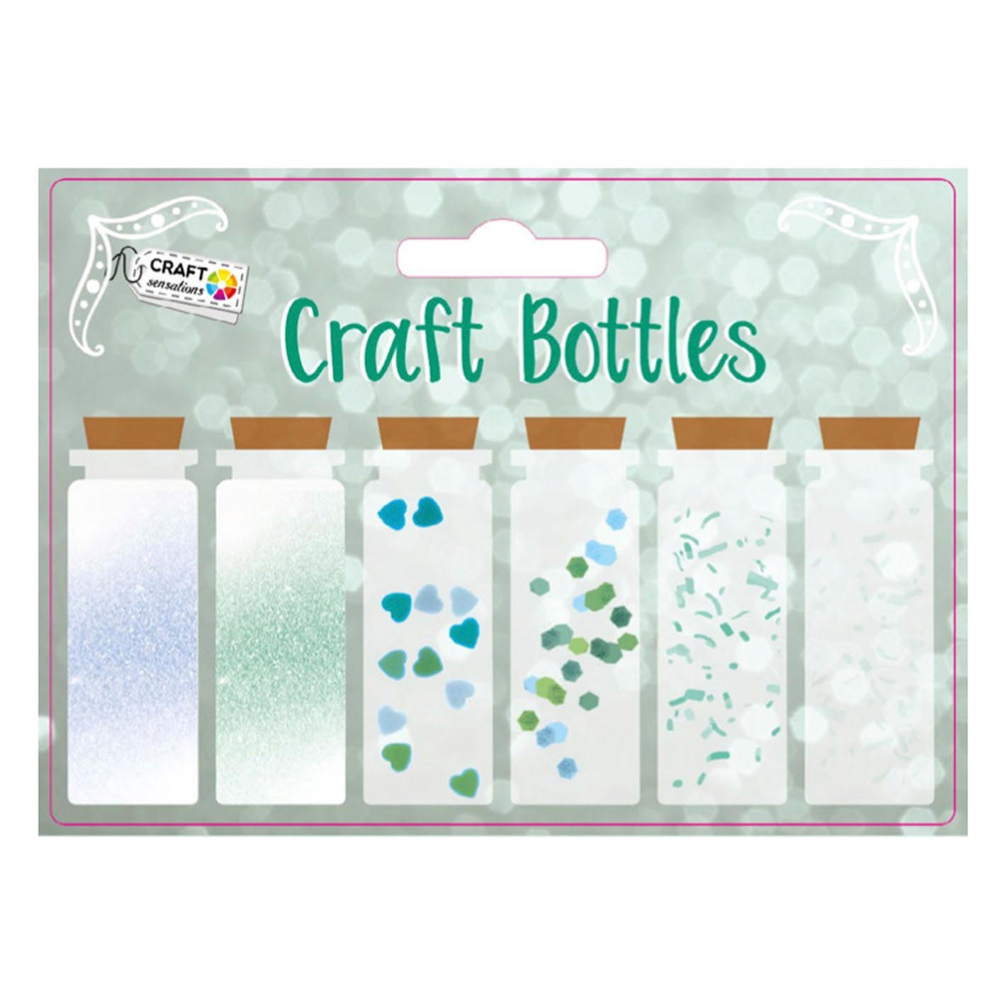 Bottiglie di decorazione del gruppo di artigianato creativo, 6 x 15 g verde blu
