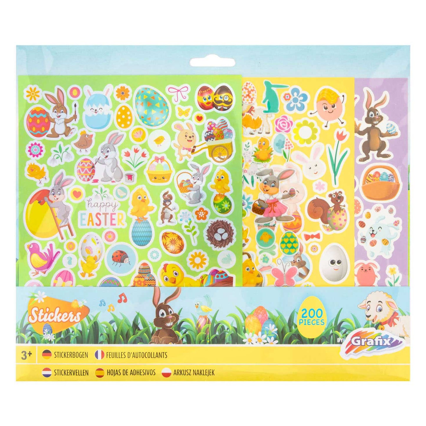 Palabra de pegatinas Pascua, 4 hojas