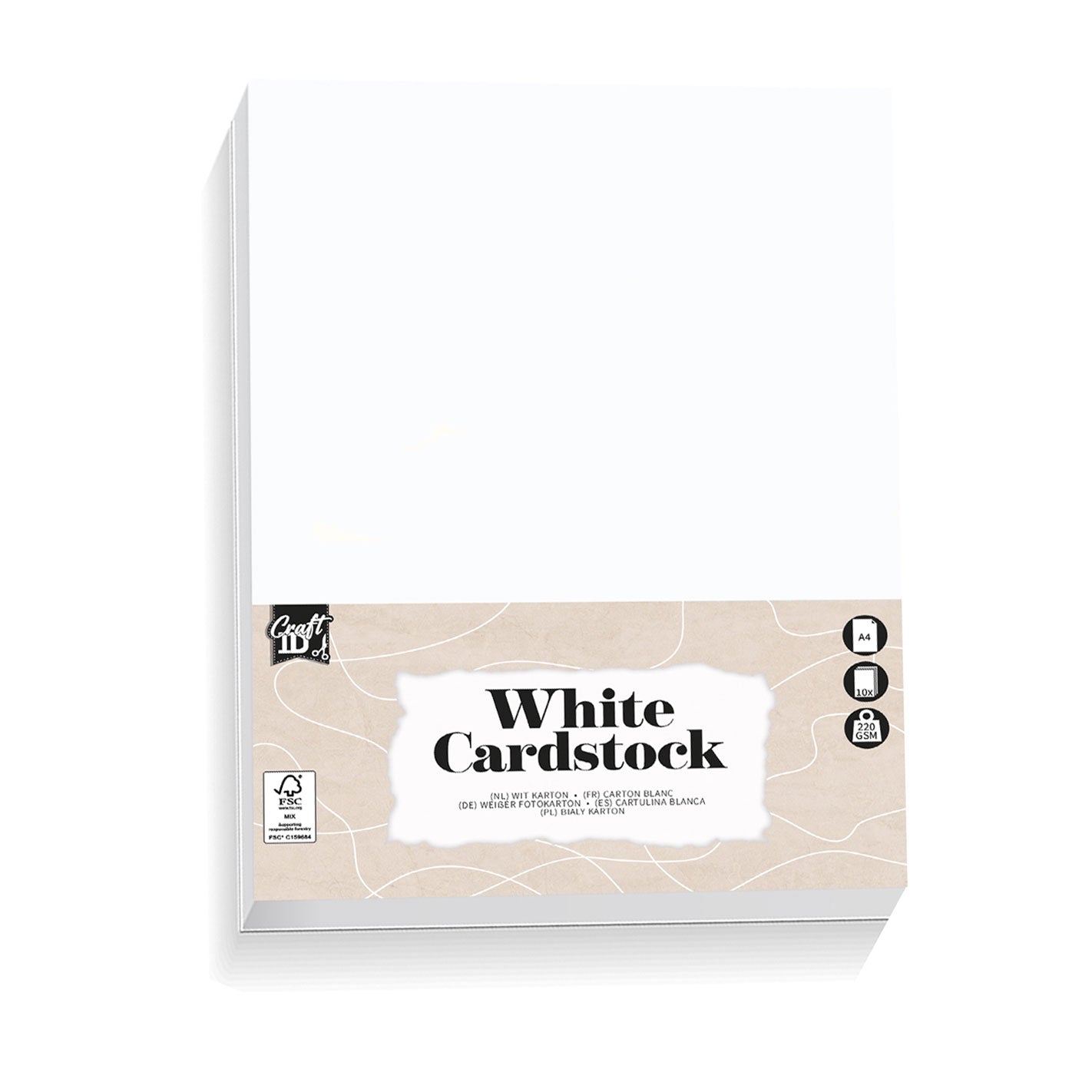 Gruppo di artigianato creativo Hobby Cardboard White A4, 10 fogli