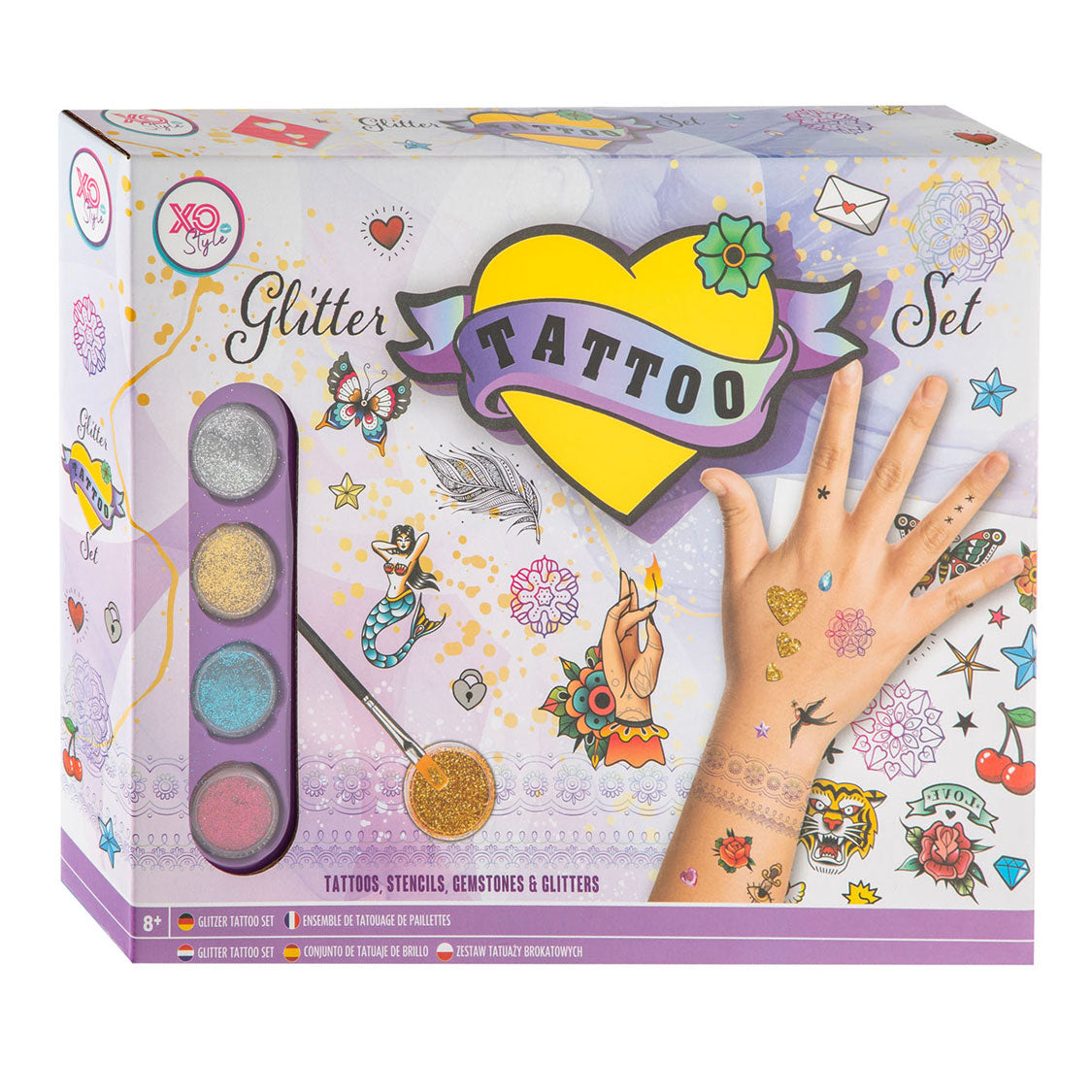 Set di tatuaggi per glitter group di artigianato creativo, 19dlg.