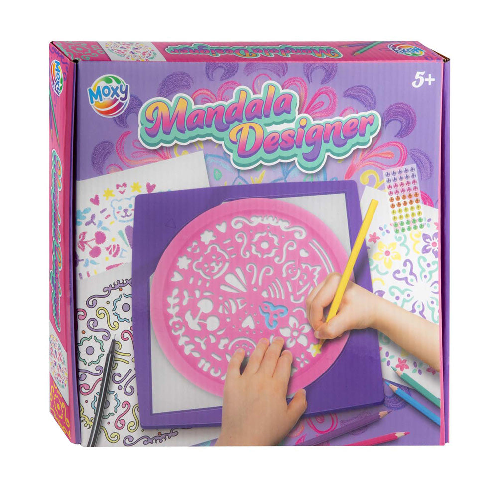 Grupo de manualidades creativas diseño mandala 25x25 cm 6 lápices de colores, 10 hojas y 50 piedras