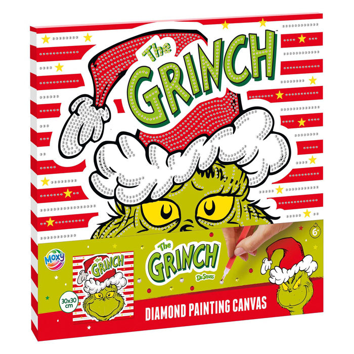 Gruppo artigianale creativo dipinto su tela con diamanti il Grinch - 30x30 cm