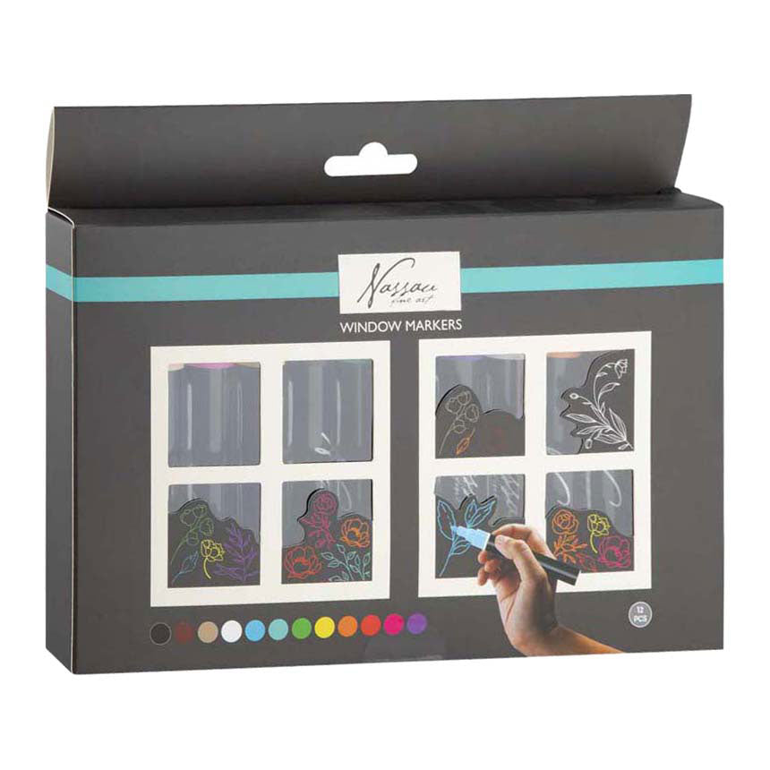 Set di pennarelli per finestre Nassau Creative Craft Group - 12 pezzi.