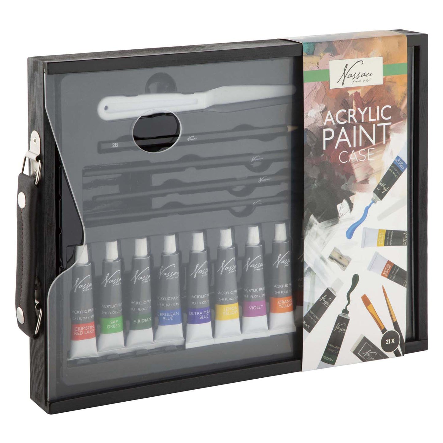 Creative Craft Group Set di valigie in legno nero Nassau acrilico - 21 pezzi.