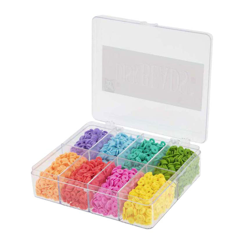 Cuentas de disco de grupo de manualidades creativas en caja de almacenamiento - 8 colores