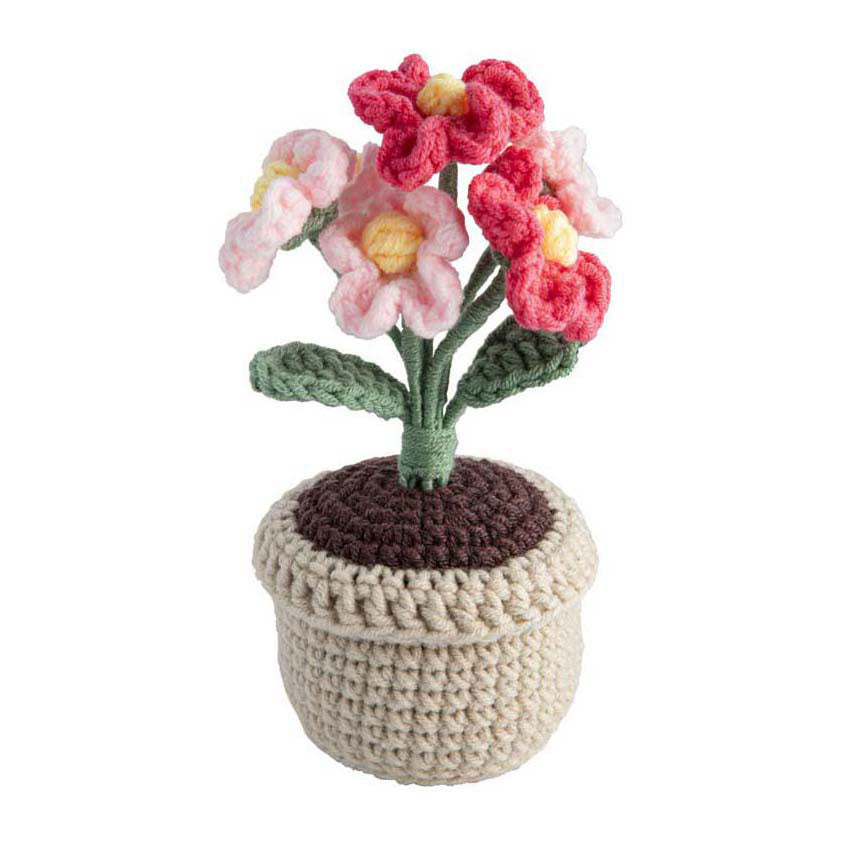 Kit de crochet para grupo de manualidades creativas, maceta con flores rosas, incl. aguja e hilo