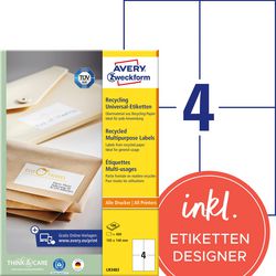 Etichette riciclate avery zweckform lr3483 105x148mm